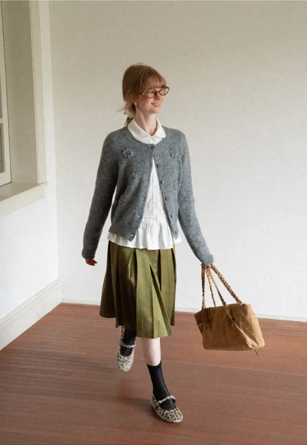 Peplum Hem Peter Pan Collar Button Up Shirt