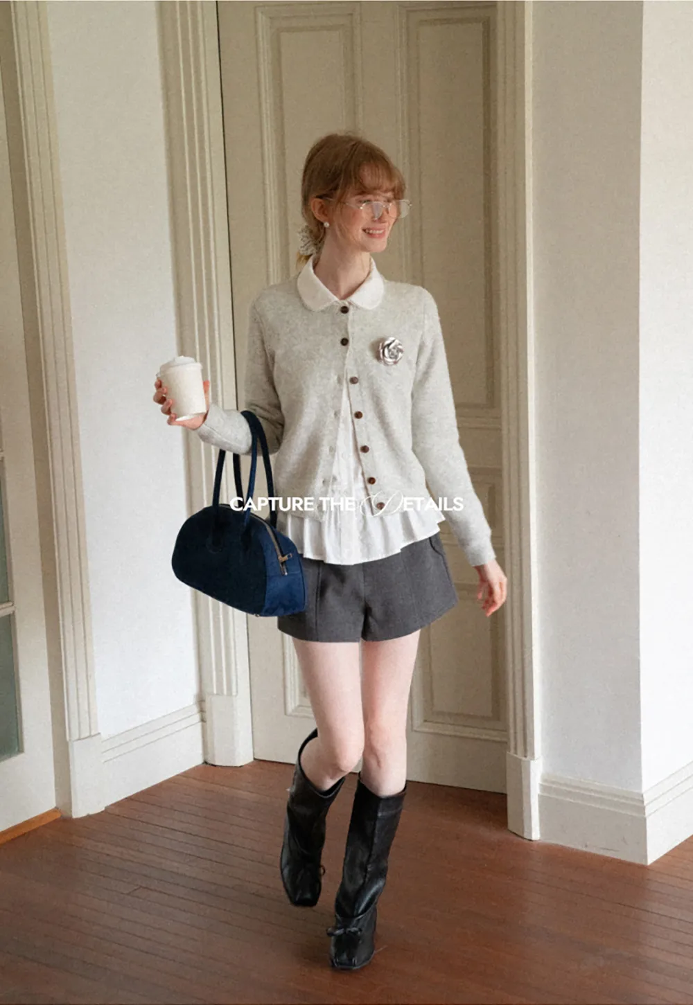 Peplum Hem Peter Pan Collar Button Up Shirt