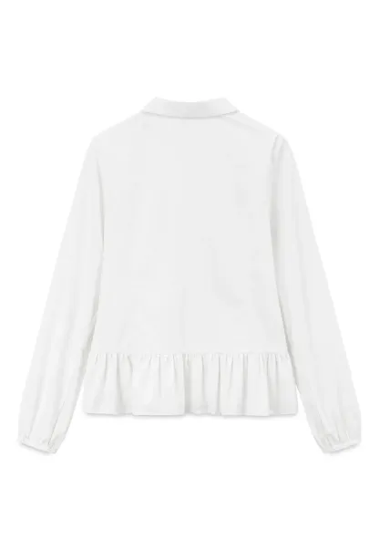 Peplum Hem Peter Pan Collar Button Up Shirt
