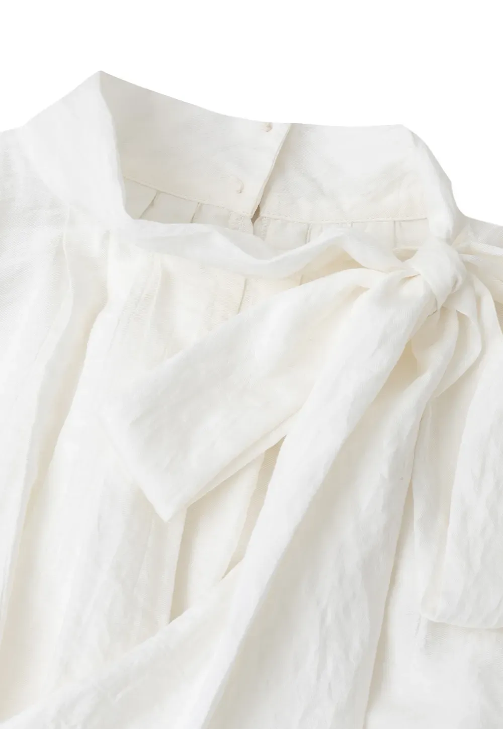 Pleated High Neck Bow Detail Blouse