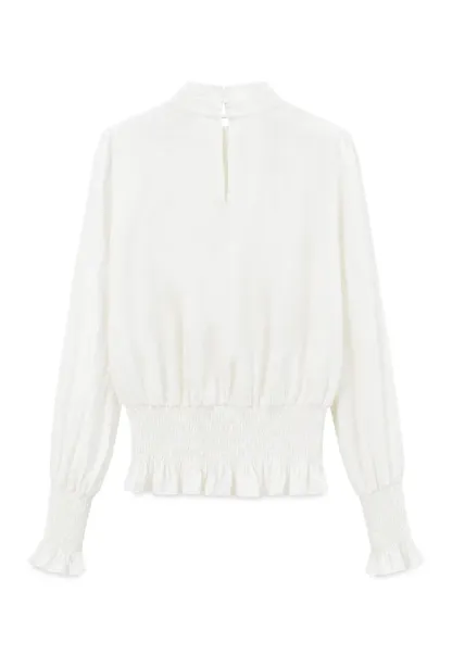 Pleated High Neck Bow Detail Blouse