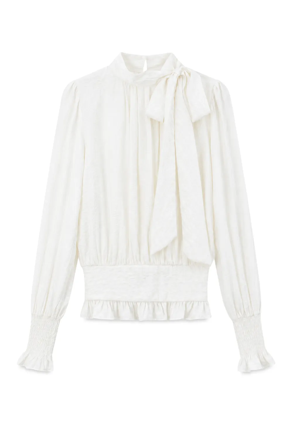Pleated High Neck Bow Detail Blouse
