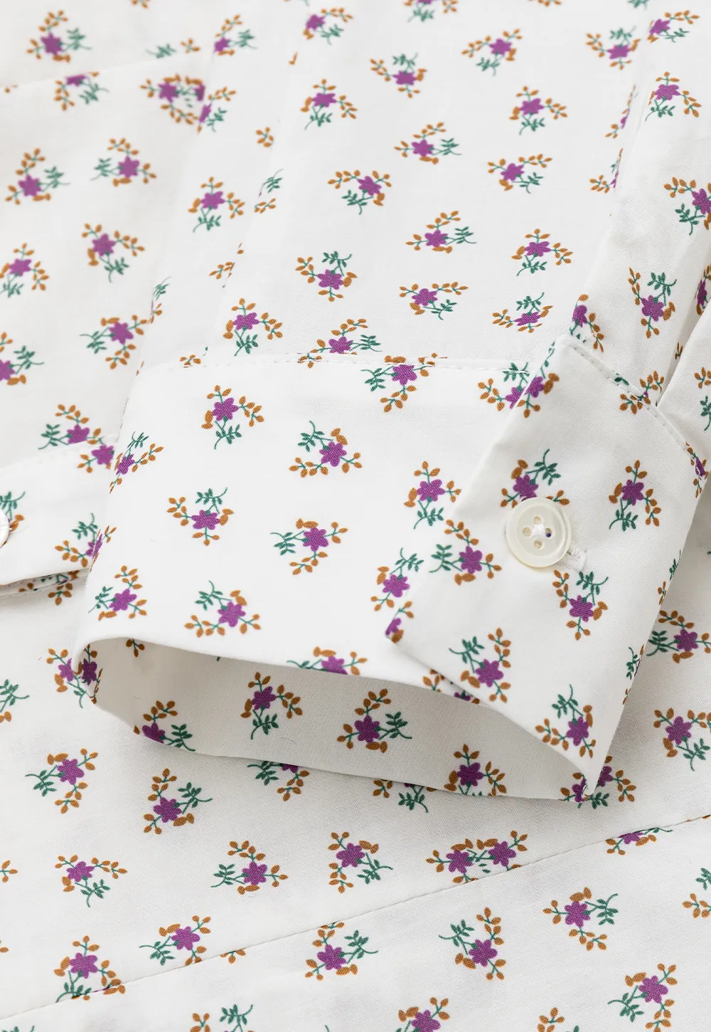 Peter Pan Collar Floral Print Pleated Shirt