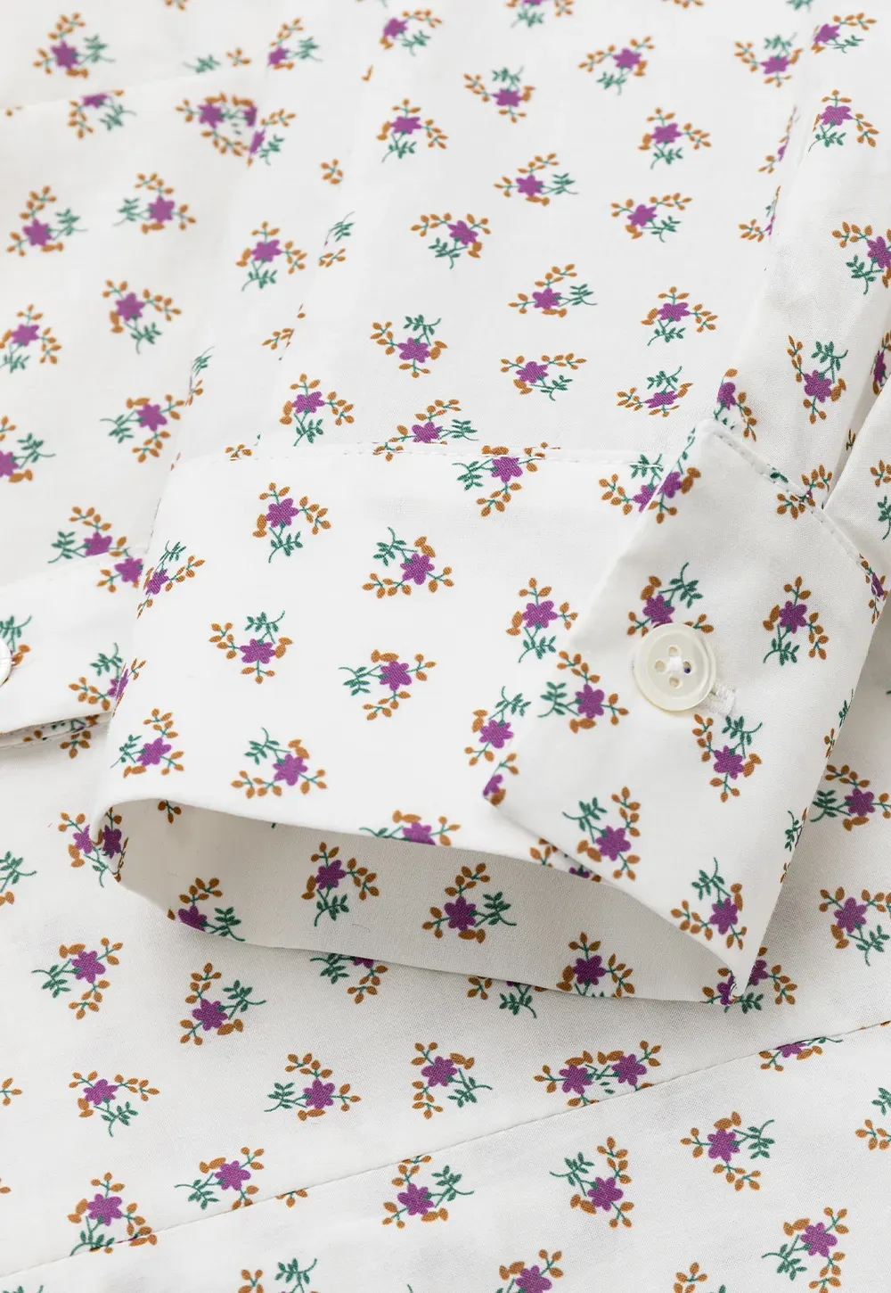 Peter Pan Collar Floral Print Pleated Shirt