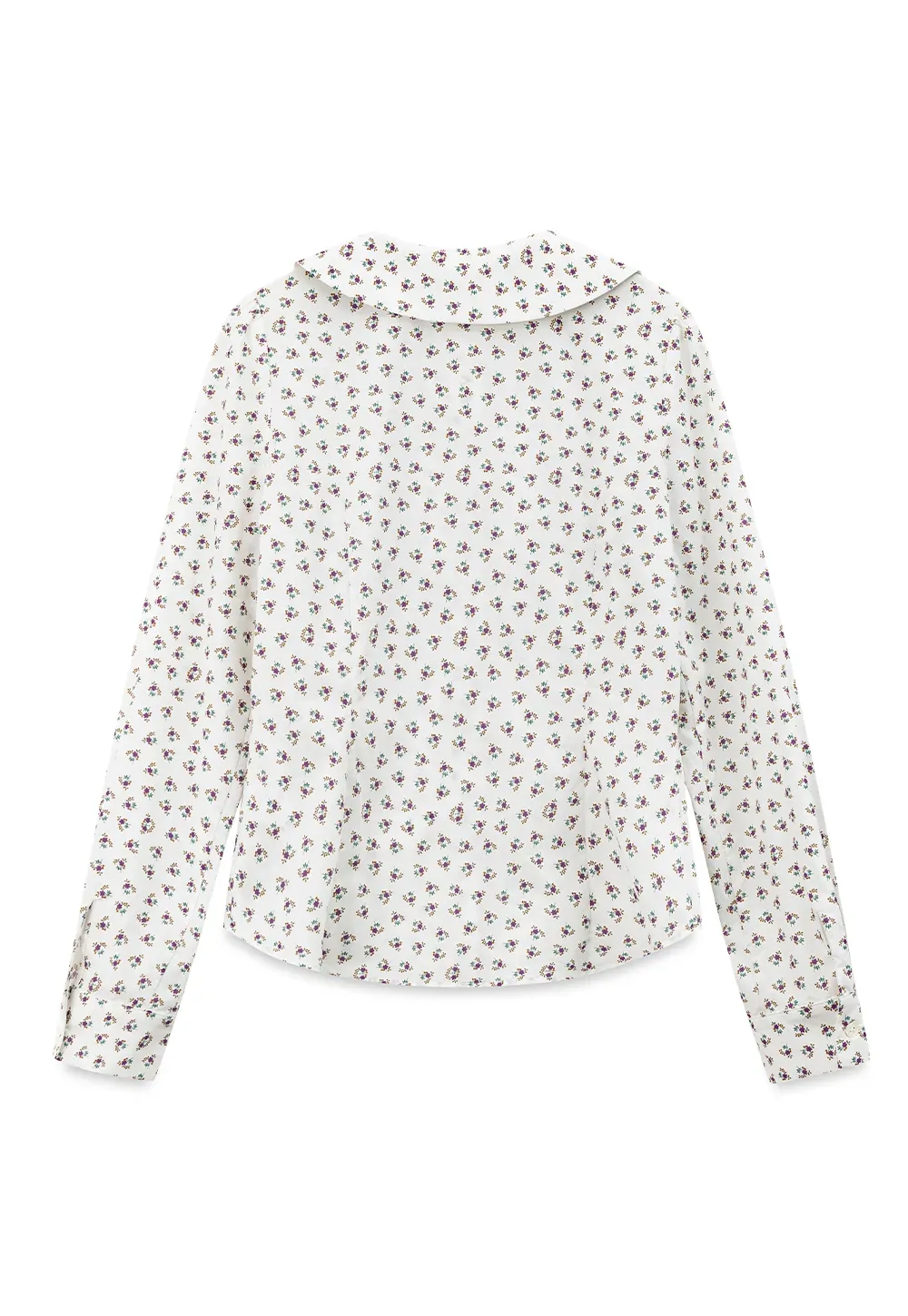 Peter Pan Collar Floral Print Pleated Shirt