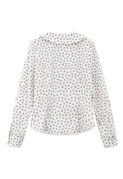 Peter Pan Collar Floral Print Pleated Shirt
