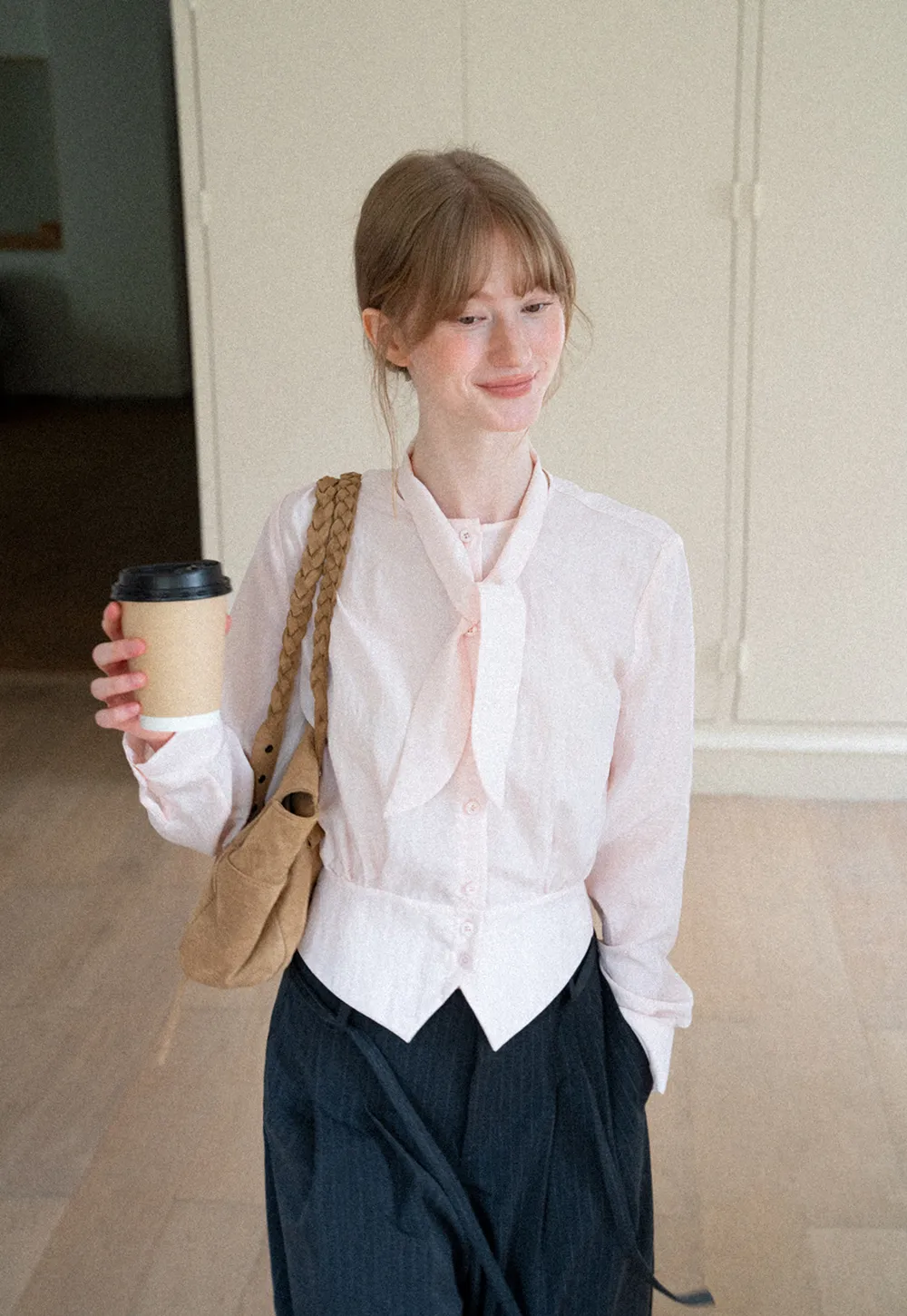 Bow Tie Collar Button Up Shirt