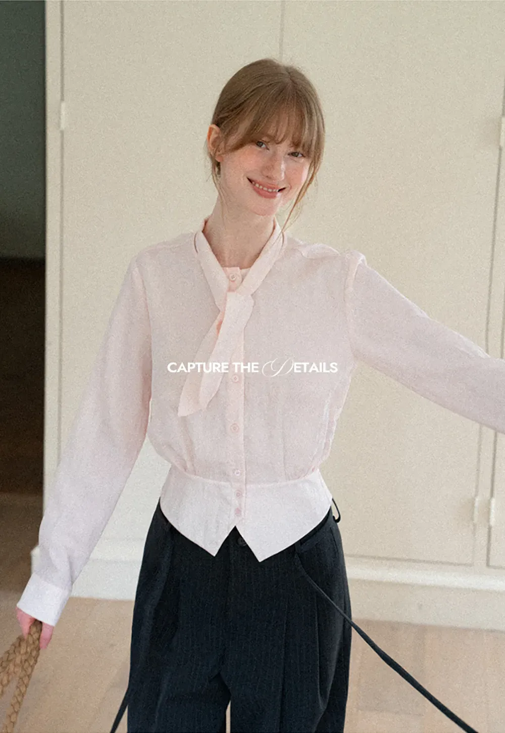 Bow Tie Collar Button Up Shirt