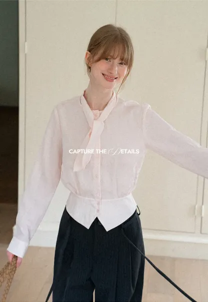 Bow Tie Collar Button Up Shirt