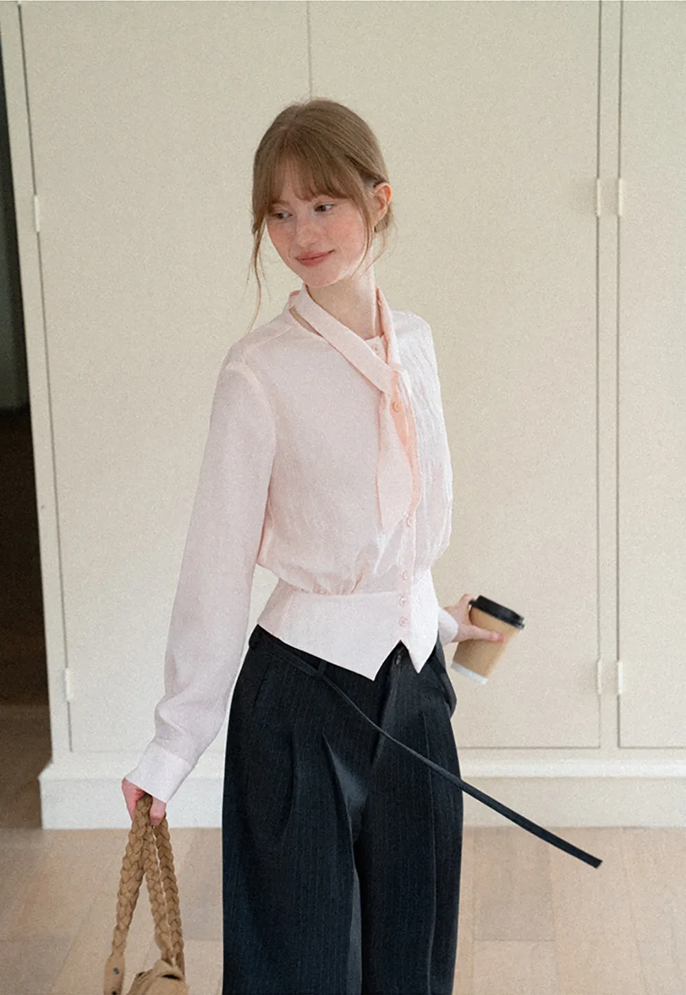 Bow Tie Collar Button Up Shirt