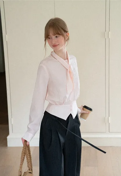 Bow Tie Collar Button Up Shirt