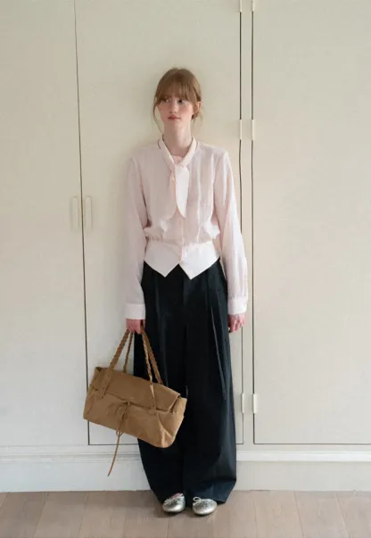 Bow Tie Collar Button Up Shirt