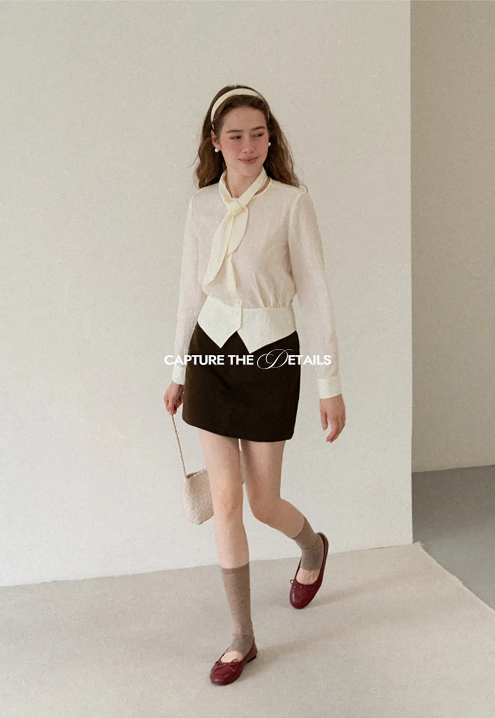 Bow Tie Collar Button Up Shirt