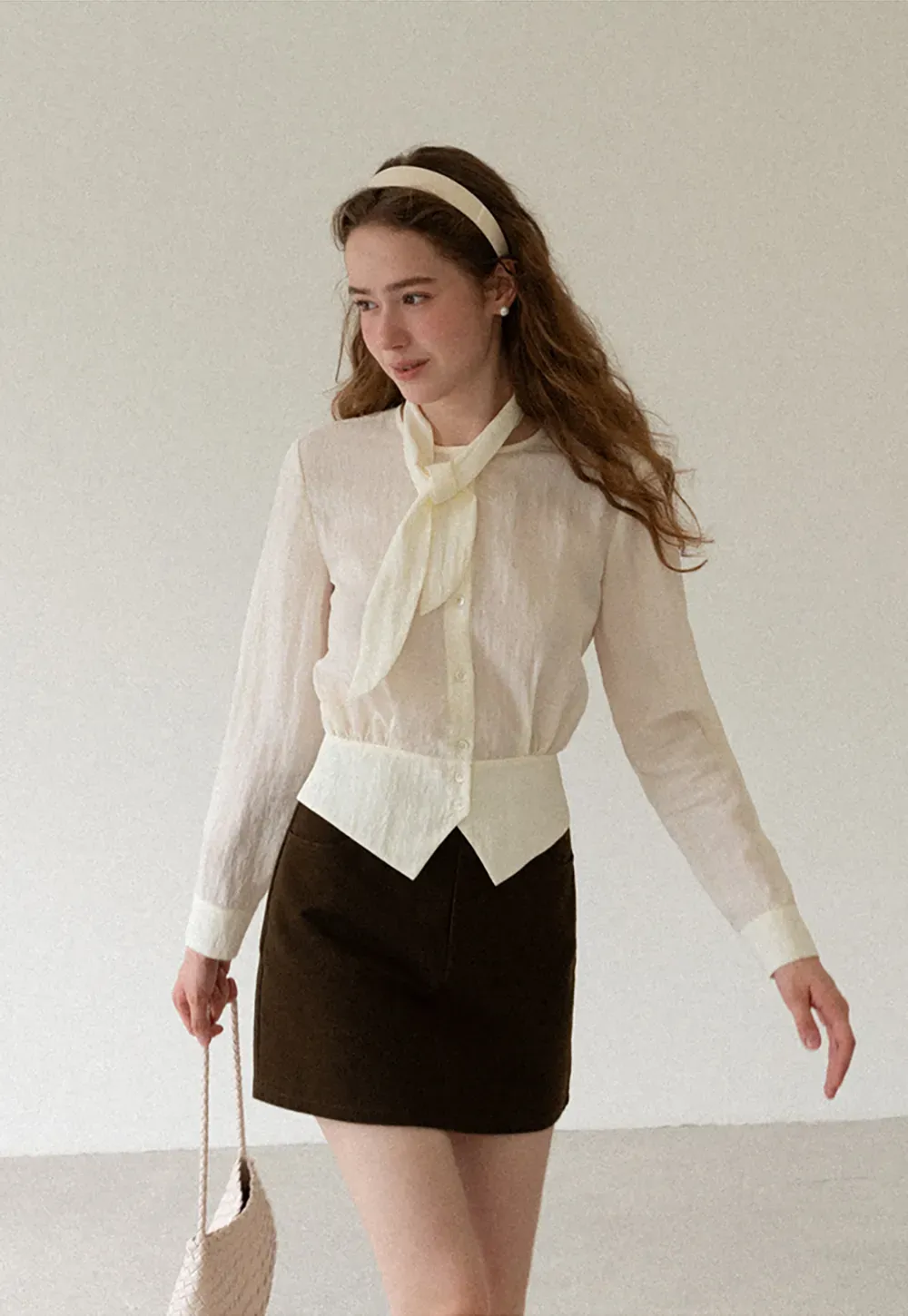 Bow Tie Collar Button Up Shirt