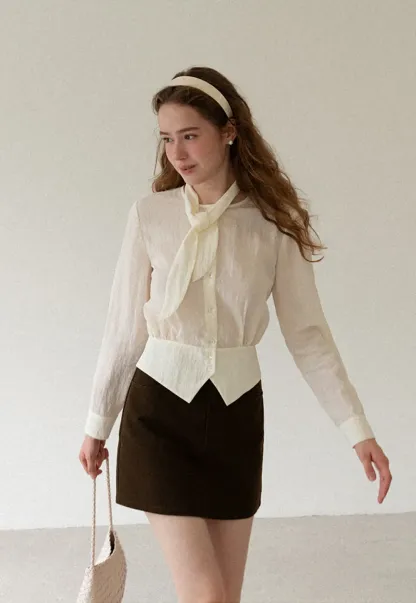 Bow Tie Collar Button Up Shirt