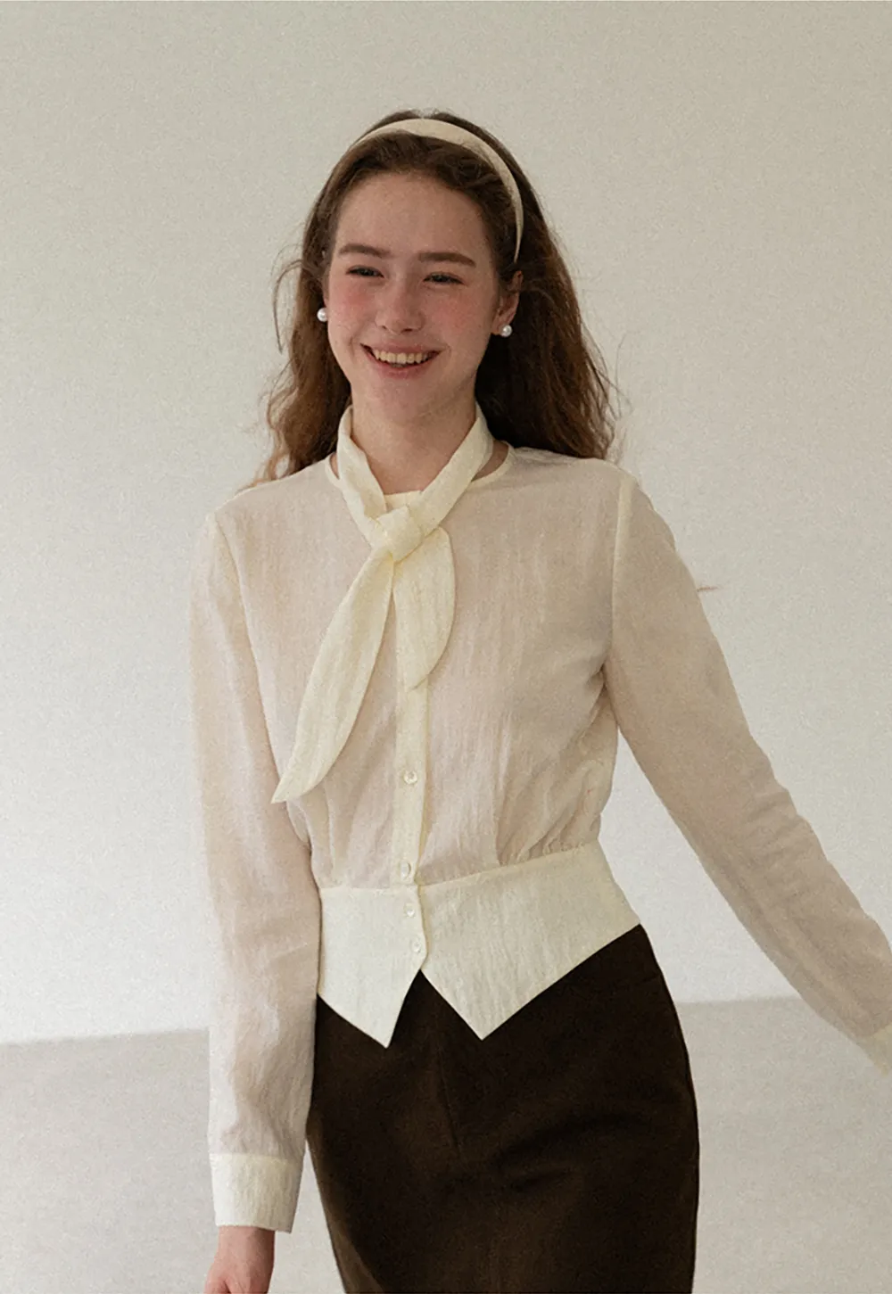 Bow Tie Collar Button Up Shirt