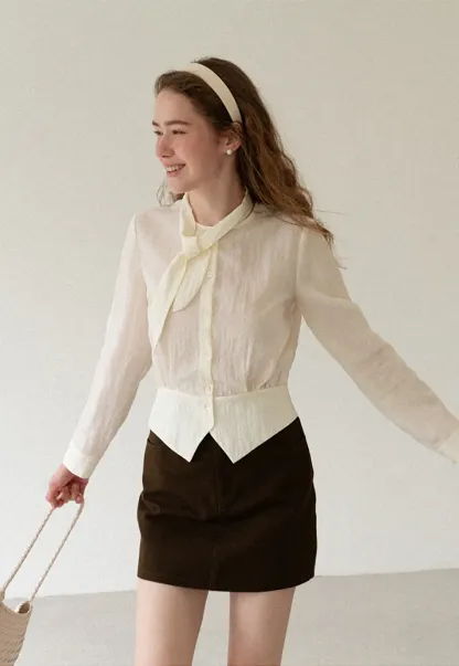 Bow Tie Collar Button Up Shirt