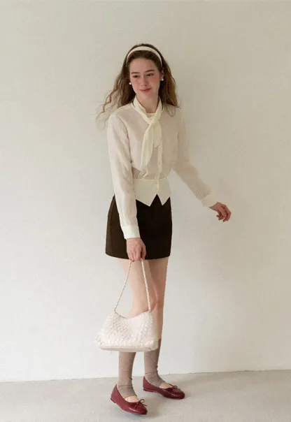 Bow Tie Collar Button Up Shirt