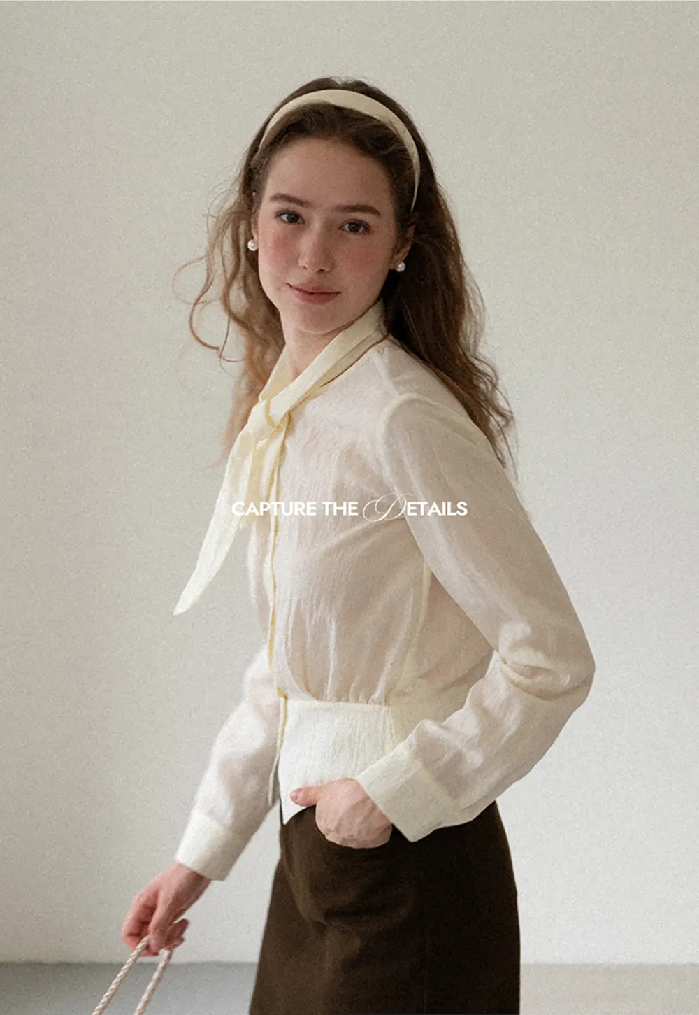 Bow Tie Collar Button Up Shirt