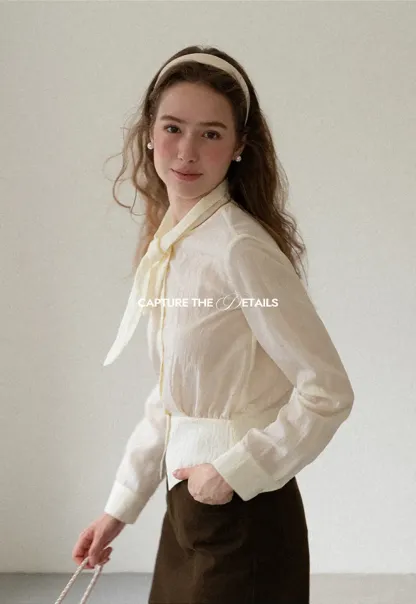 Bow Tie Collar Button Up Shirt