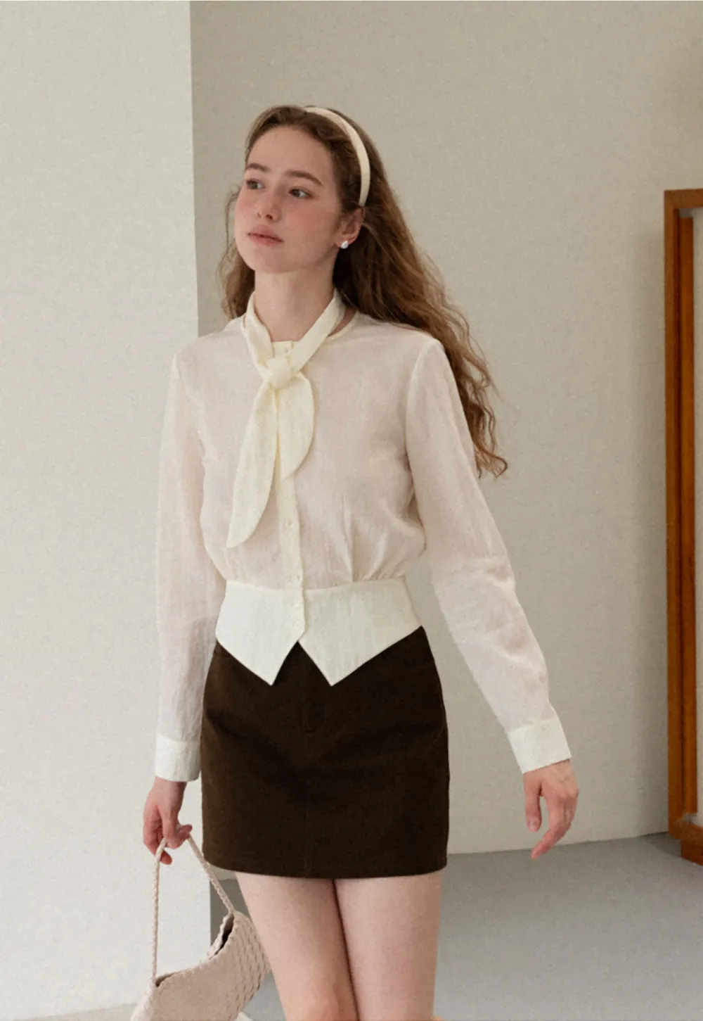 Bow Tie Collar Button Up Shirt