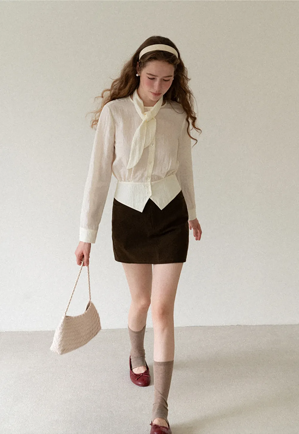 Bow Tie Collar Button Up Shirt