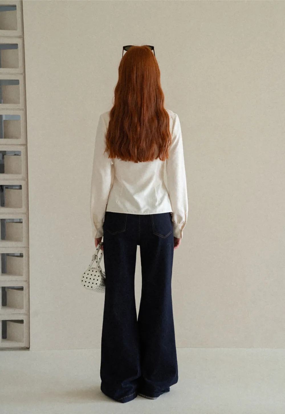Lace Trim Wrap Front Long Sleeve Shirt
