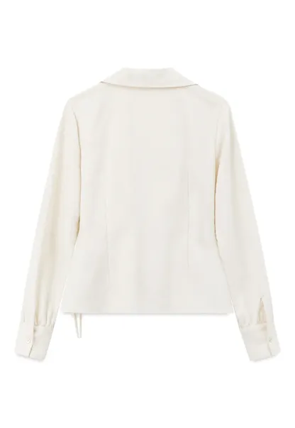 Lace Trim Wrap Front Long Sleeve Shirt