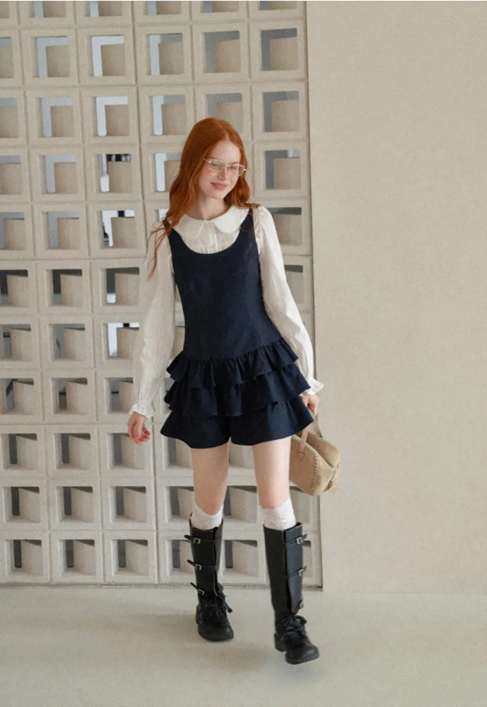 Peter Pan Collar Smocked Bodice Blouse
