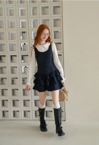 Peter Pan Collar Smocked Bodice Blouse