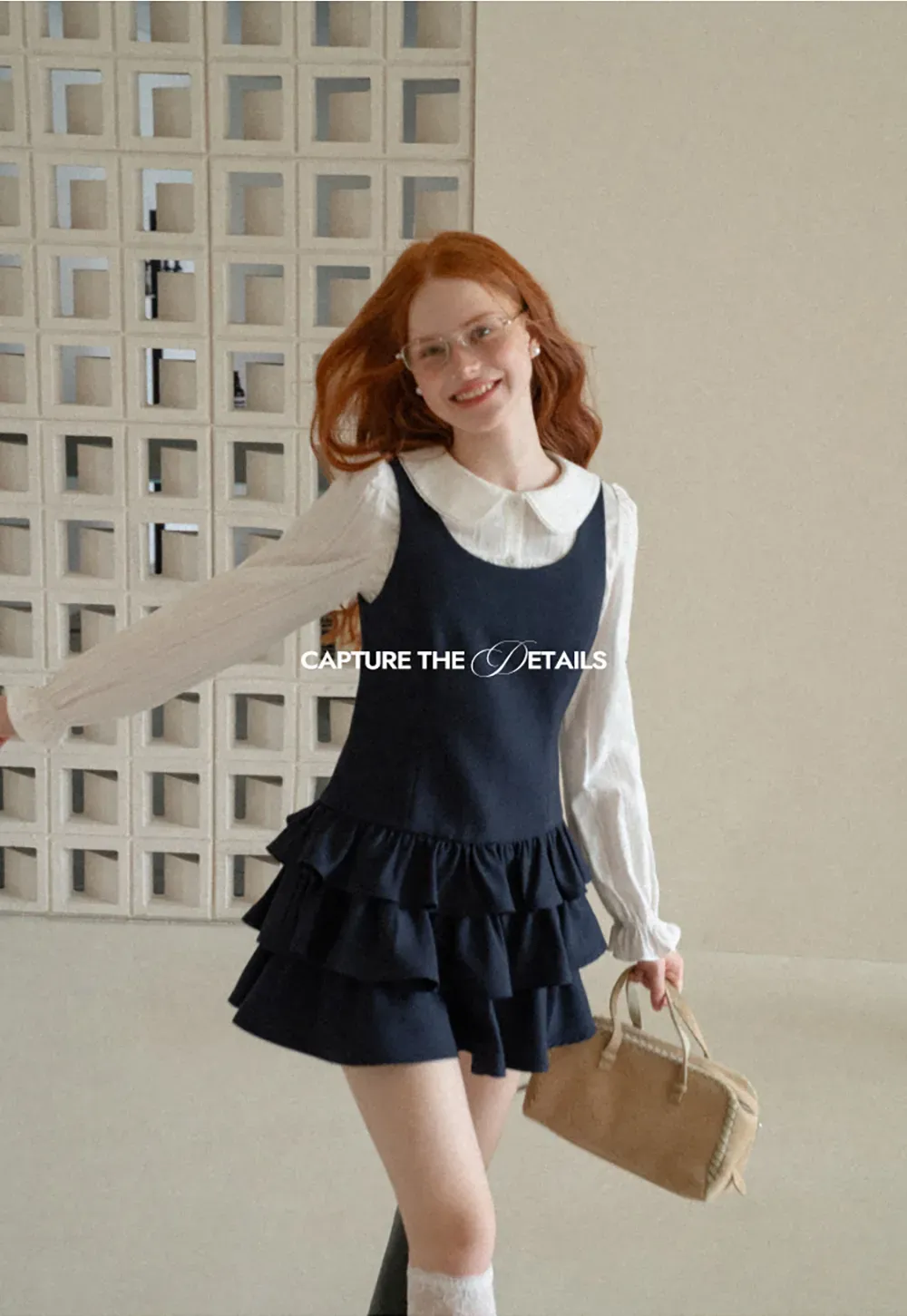 Peter Pan Collar Smocked Bodice Blouse