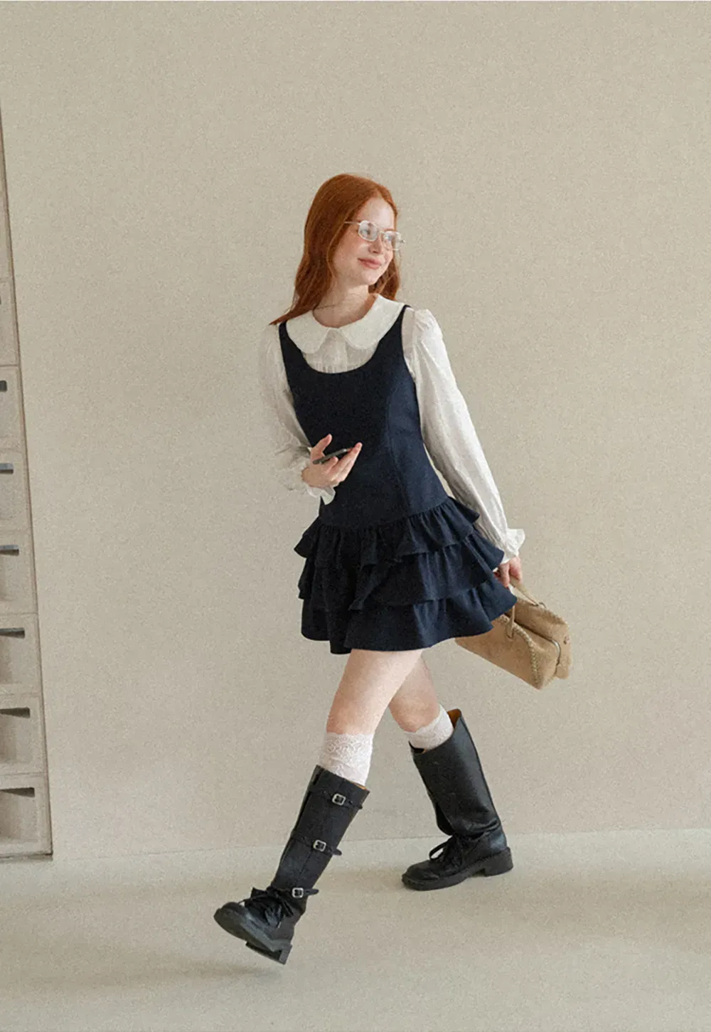 Peter Pan Collar Smocked Bodice Blouse