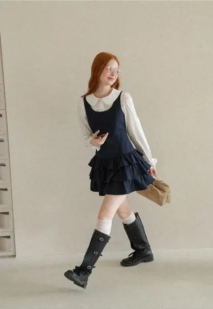 Peter Pan Collar Smocked Bodice Blouse