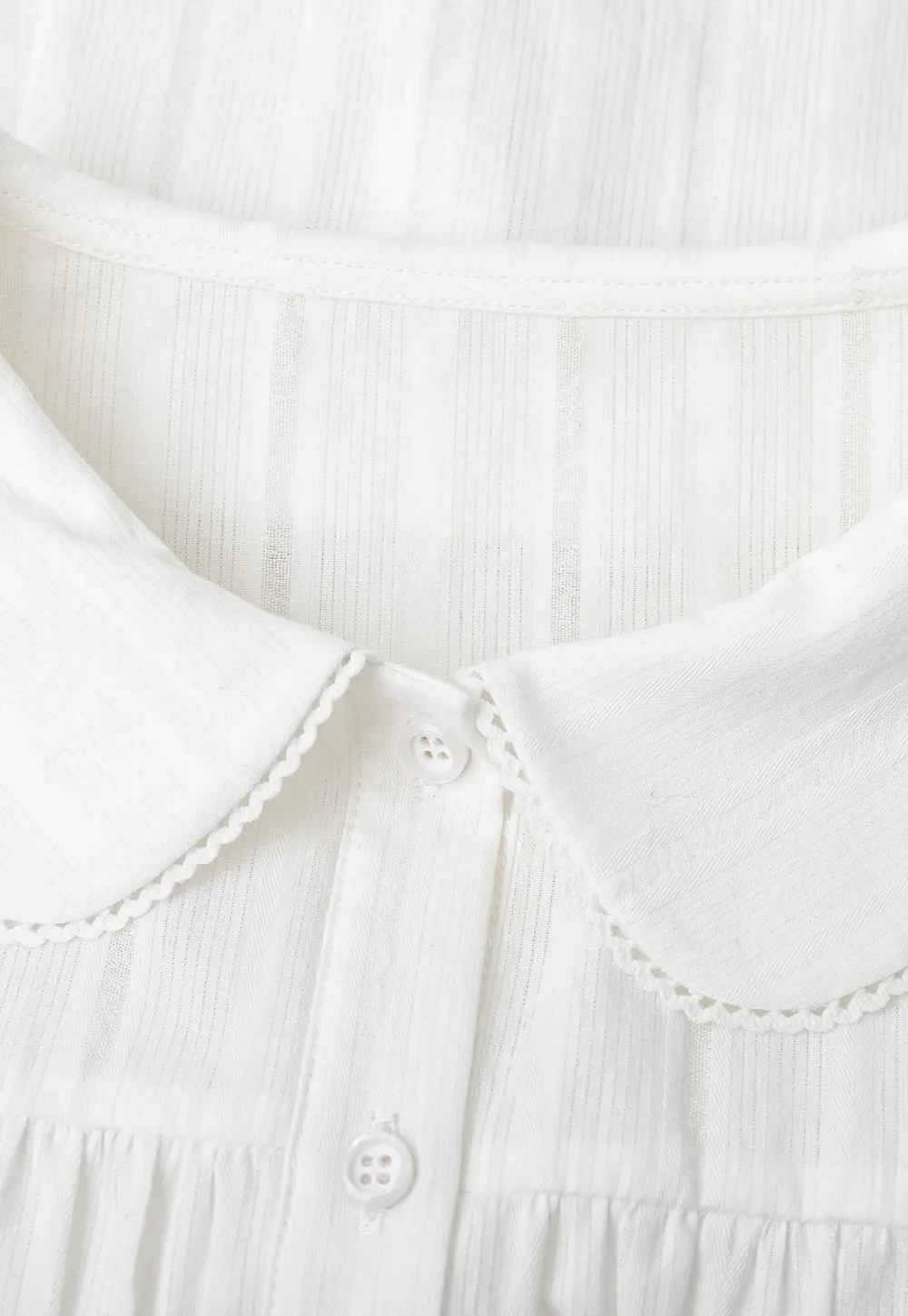 Peter Pan Collar Smocked Bodice Blouse