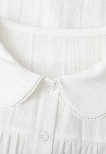 Peter Pan Collar Smocked Bodice Blouse