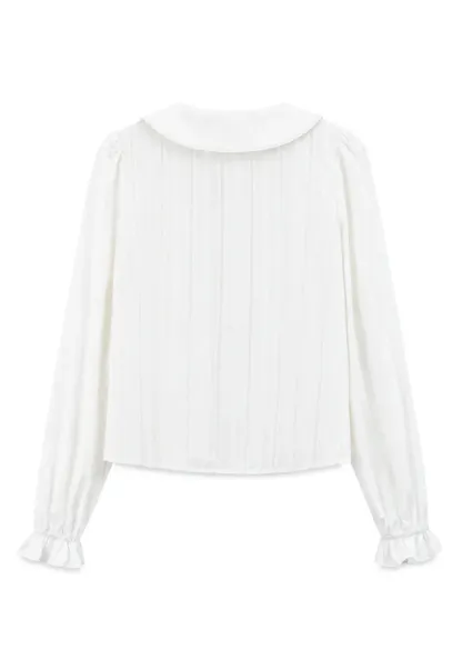 Peter Pan Collar Smocked Bodice Blouse