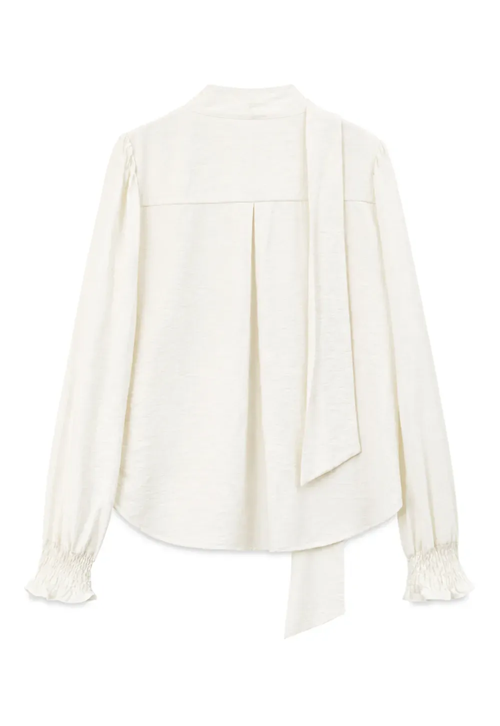 Pleated V Neck Button Up Shirt with Ruffled Cuff