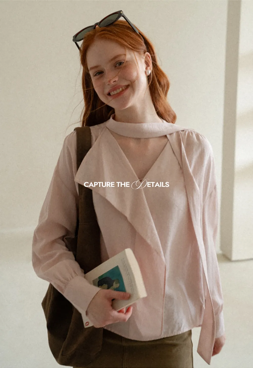 Wrap Neck Draped Front Long Sleeve Shirt