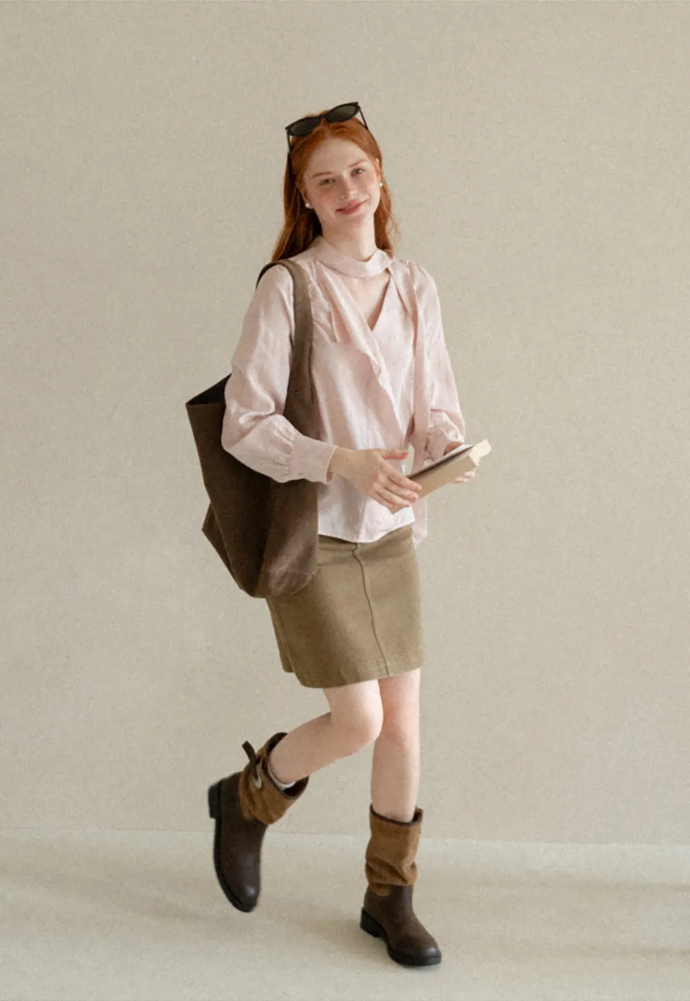 Wrap Neck Draped Front Long Sleeve Shirt