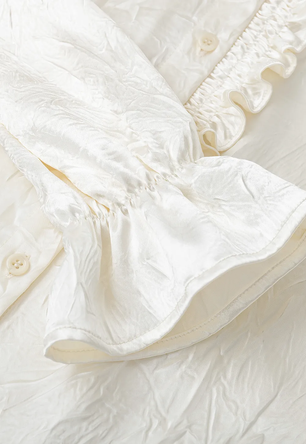 Ruffled Collar Button Front Long Sleeve Shirt
