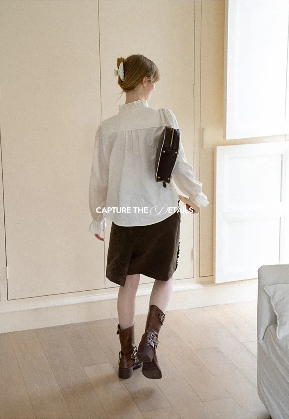 Ruffled Collar Button Front Long Sleeve Shirt