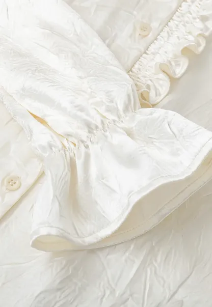 Ruffled Collar Button Front Long Sleeve Shirt