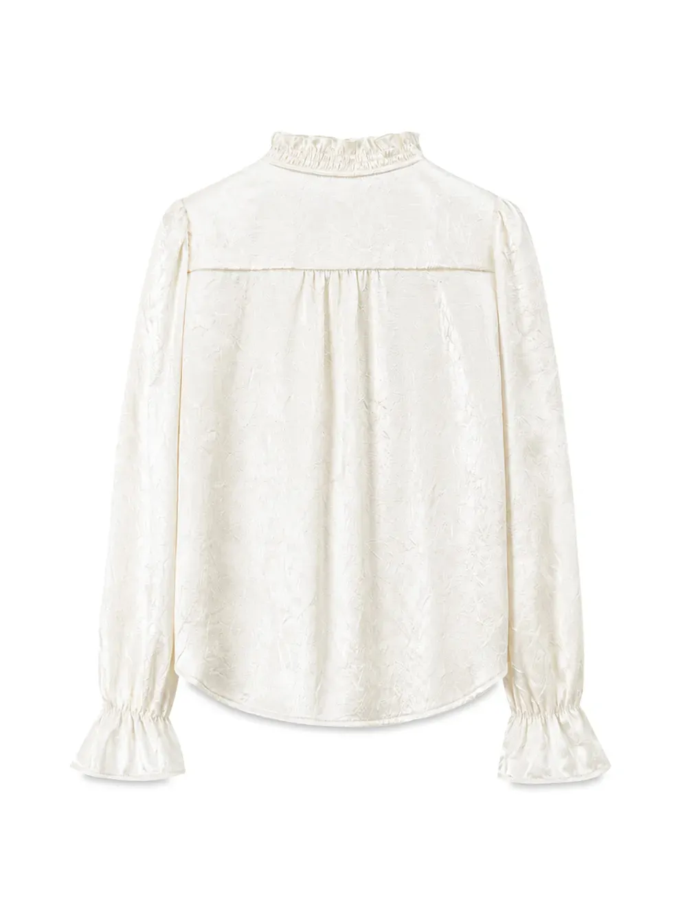 Ruffled Collar Button Front Long Sleeve Shirt