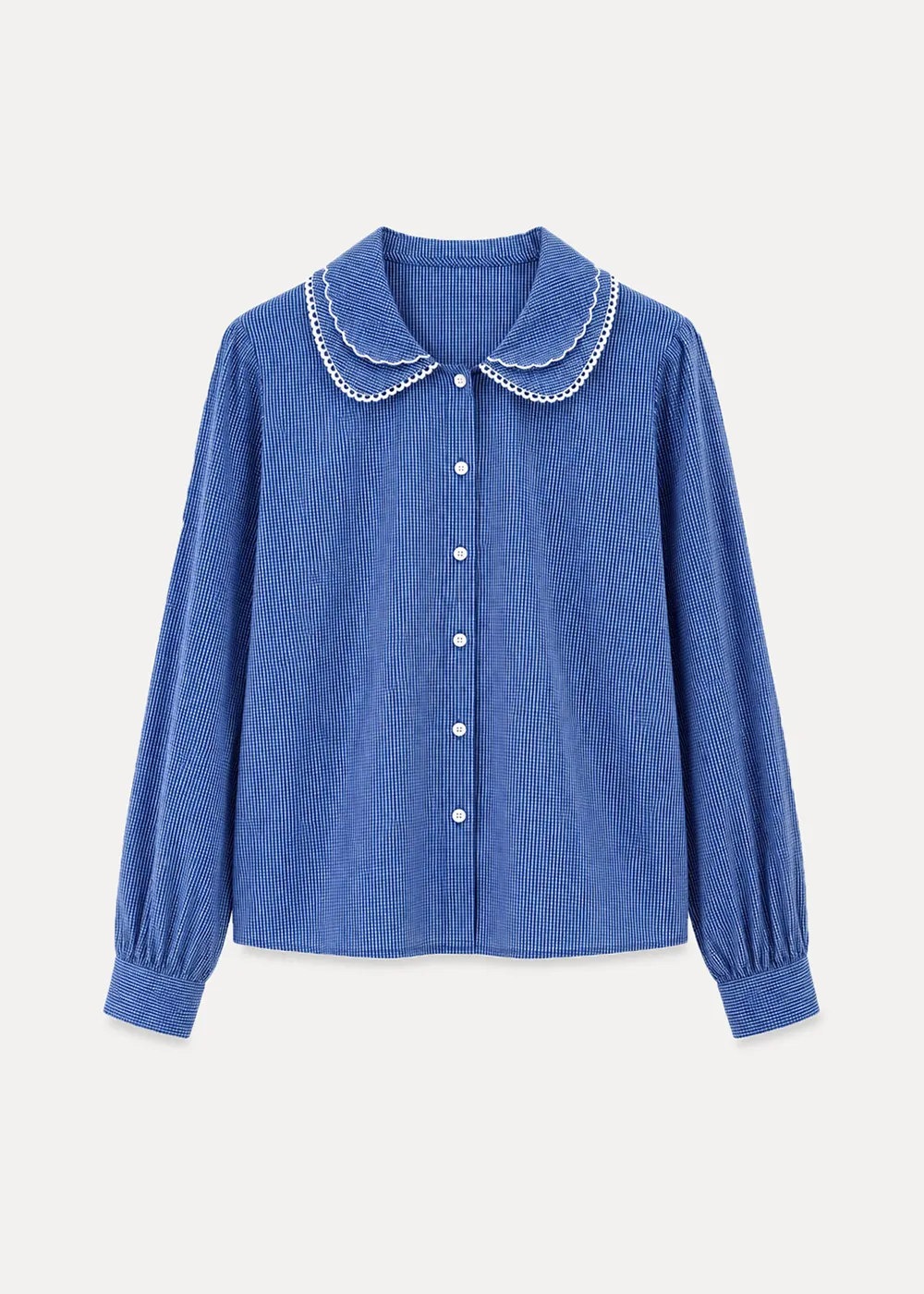 Embroidered Peter Pan Collar Corduroy Shirt