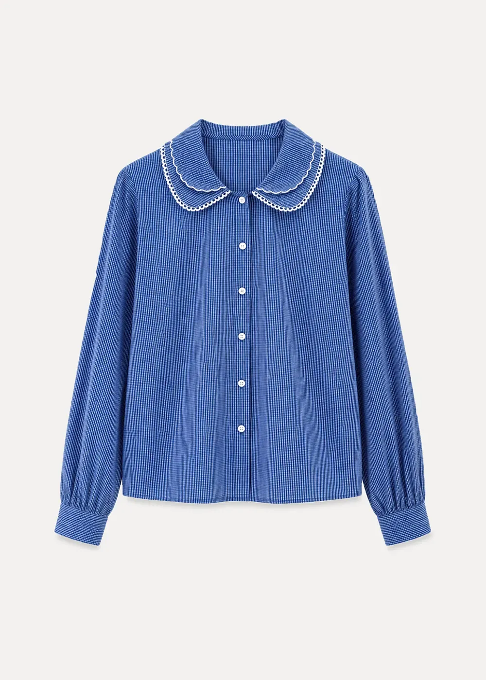 Embroidered Peter Pan Collar Corduroy Shirt