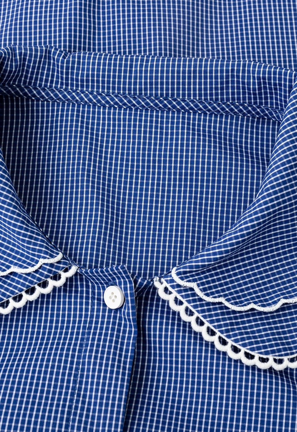 Embroidered Peter Pan Collar Corduroy Shirt