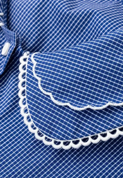 Embroidered Peter Pan Collar Corduroy Shirt