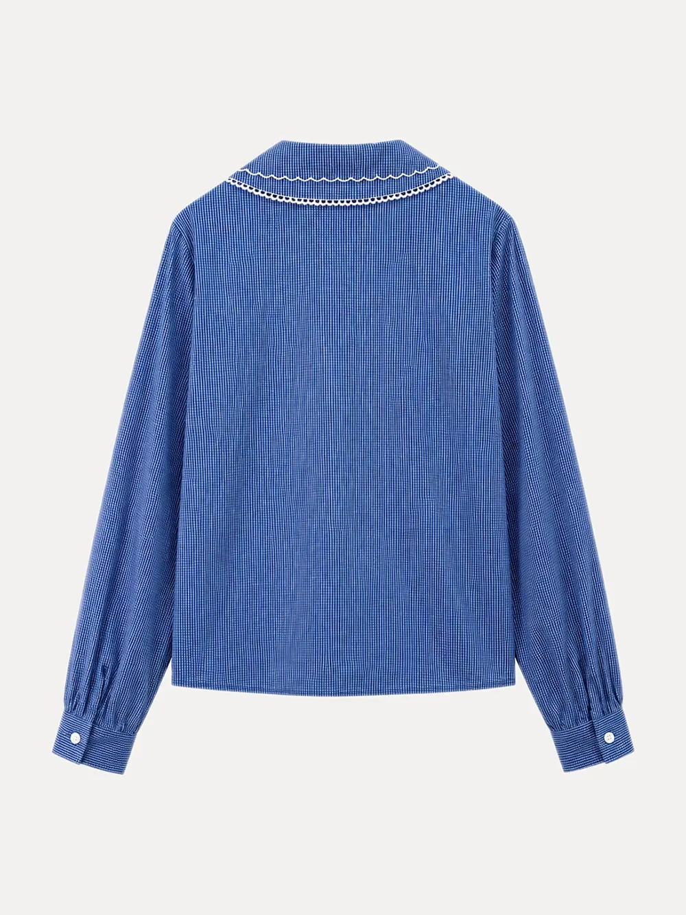 Embroidered Peter Pan Collar Corduroy Shirt