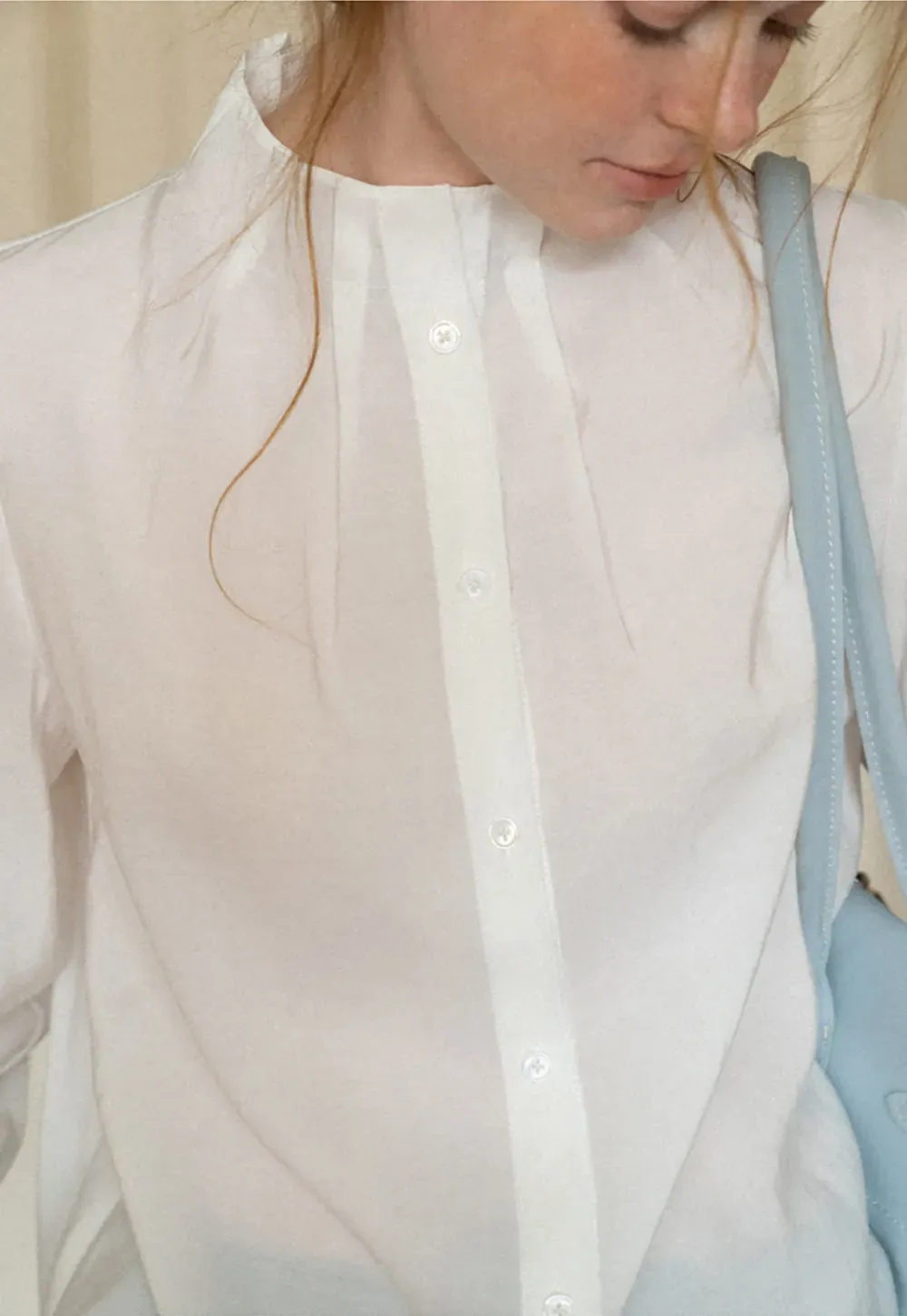 High Collar Long Sleeve Button Up Shirt