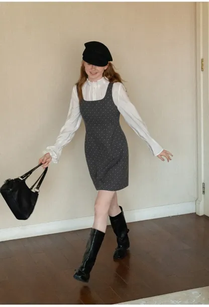 High Collar Long Sleeve Button Up Shirt